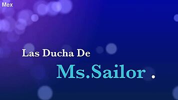 ms sailor enjoys her steamy mexican shower routine