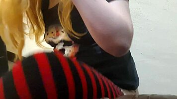 Fat dildo destroys sissy ass with huge gape!