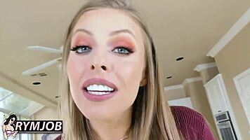 britney amber neighbor drops by for rimjob tease turning into wet creampie pounding session