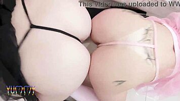 Giih Spanic and Bruna Santos fist asses then take 5-on-2 dap footjob prolapse