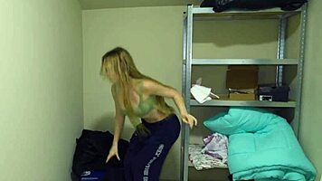 guy rams huge cock into bouncy boobs before cumming in cute blonde's mouth
