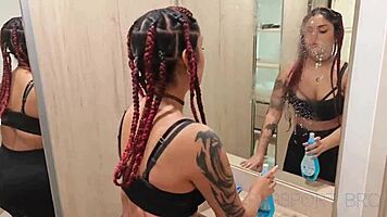 TIPPING Hot Latina CLEANER to STRIP NAKED Deepthroat Big Cock Cowgirl Ride Cum Swallow