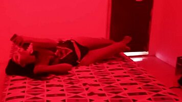 Private red light bed dance turns into hot pounding with friend