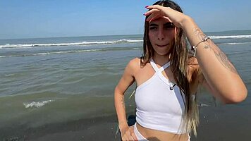 Tempting Latina Fan Fuck Beach Creampie Internal Bliss