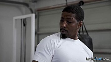 Petite Blonde! Enjoy BBC Doggystyle At Gym While Working Out!