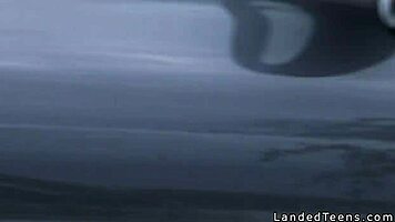 costumed hitchhiker teen gets banged by huge cock outdoors in reality pov