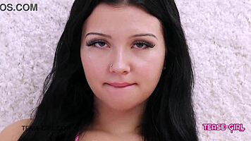 beautiful brunette teen shines during school casting audition interview