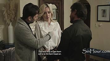 Petite blonde gangbanged by three priests in taboo cinema bang