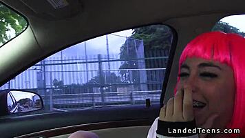 costumed hitchhiker teen gets banged by huge cock outdoors in reality pov