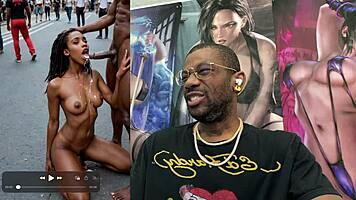 Ebony Slut Double Penetrated in Public Cumshot