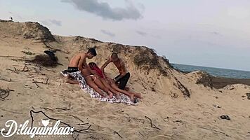 Skinny emo teens strip naked for beach voyeur menage