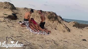 Skinny emo teens strip naked for beach voyeur menage