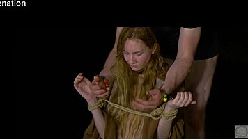 sweet slim redhead chokes on rough deepthroat eats ass outdoor domination