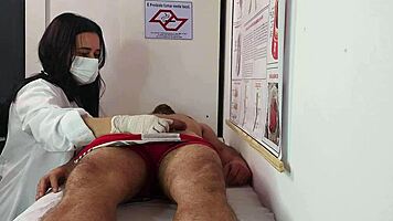 nurse watches patient's huge erection in kinky hospital bang