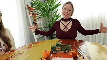 Breezy bri teases with wet pussy and tight ass before thanksgiving feast