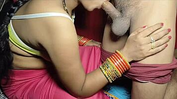 Desi babe sucks hard then begs daddy deeper with cum gulp 😈