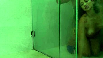 Shower deepthroat turns into doggystyle missionary pounding frenzy