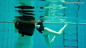 diana and simonna tease in skimpy bikinis underwater