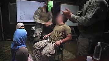 perfect muslim babe sneaks into army base for forbidden fun!