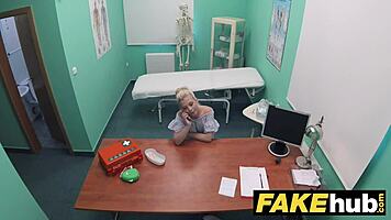 horny doctor pounds freshly shaven petite teen pussy in fake hospital exam