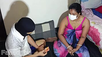 oh god, desi boudi rides servant cock with condom on tight pussy