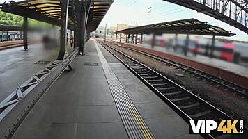 vip4k blonde babe's hardcore pussy pounding in train toilet