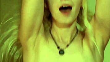 Sexy blonde bombshell mounts huge cock, locks eyes moaning before flashing her tight asshole