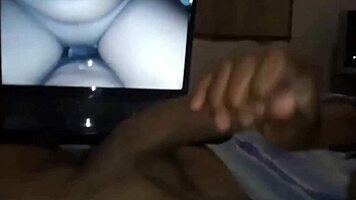 girlfriend blows me hard while watching our homemade porn vids