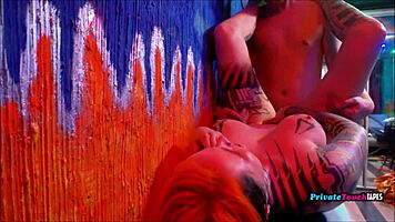 young russian couple passionately does rough anal on cam in bedroom