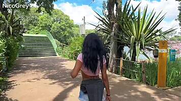 Sexy Brunette Latina Flashes Tits in Public Then Takes Rough Doggystyle Pounding Cowgirl Ride in Garage POV