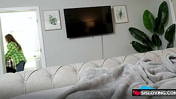 Breezy Bri Rubs Tight Pussy Caught By Perv Stepbro