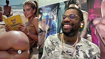 freckled blonde shoves bottle in ass before bbc facial bukkake blast