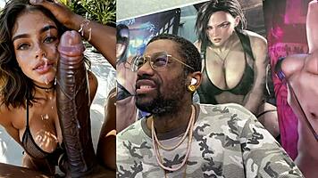 freckled blonde shoves bottle in ass before bbc facial bukkake blast