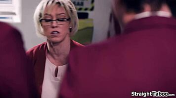 four college boys challenge their teacher in intense showdown