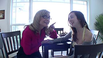 Ally evans seduced by nina hartley to lick pussy