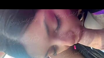 yo this latina teen blows tourist cock sloppy in driving car