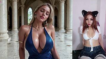 busty blonde begs servant for deep anal creampie pounding
