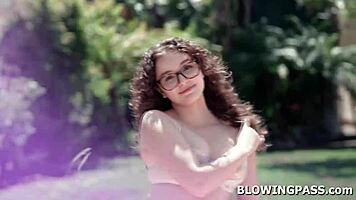 Petite Leana Lovings Chokes on Monster Cock Throat Fuck POV