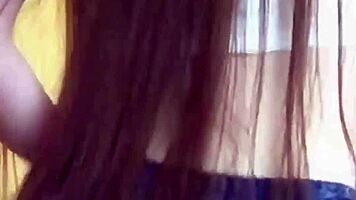 tiktok cutie dances in fishnets, miniskirt, panties showing small tits!