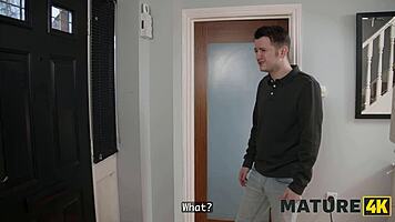 mature blonde milf tempts neighbor with shaved juicy pussy