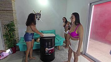 i'm partying wild with ester muniz and three hot latinas in the mansion