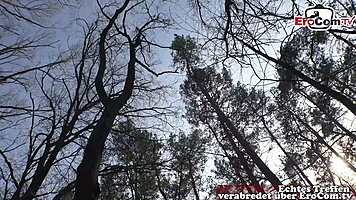 german brunette pays mechanic with sloppy outdoor car blowjob