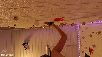 misssvikki sucks dick through sheer gloryhole in intense face fucking