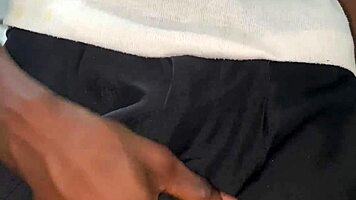 thug teen strokes his huge black monster cock until massive cumshot