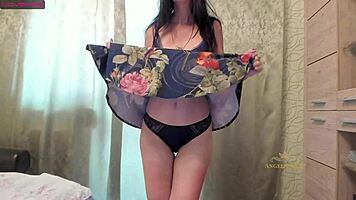 Milf Angela Jerks Clit Caresses Tits Moans for Young Old Lesbian Watchers