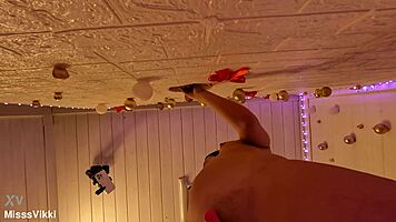 misssvikki sucks dick through sheer gloryhole in intense face fucking