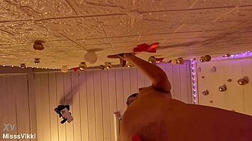 misssvikki sucks dick through sheer gloryhole in intense face fucking