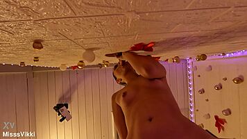 misssvikki sucks dick through sheer gloryhole in intense face fucking