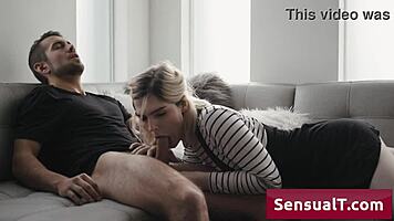 lovely blonde trans teen hottie deepthroats big cock then gets her dick sucked hard 💦