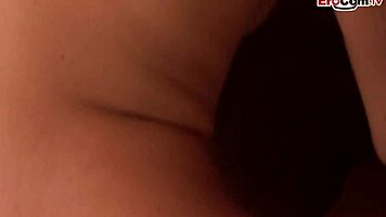 two skinny brunette lesbians fuck each other anal with strap-on dildo